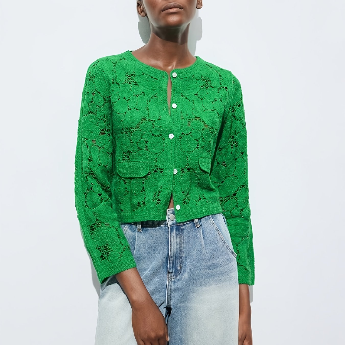 TEMU Nowy jesienny 2025 elegancki i modny zielony kardigan na guziki, luźny, wygodny, miękki, nadający się do prania ręcznego, wszechstronna odzież