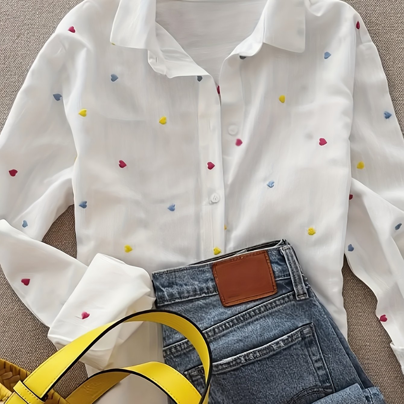 TEMU Modna, kolorowa koszulka damska z długim rękawem, romantyczna, z sercem, idealna na Walentynki, uniwersalna