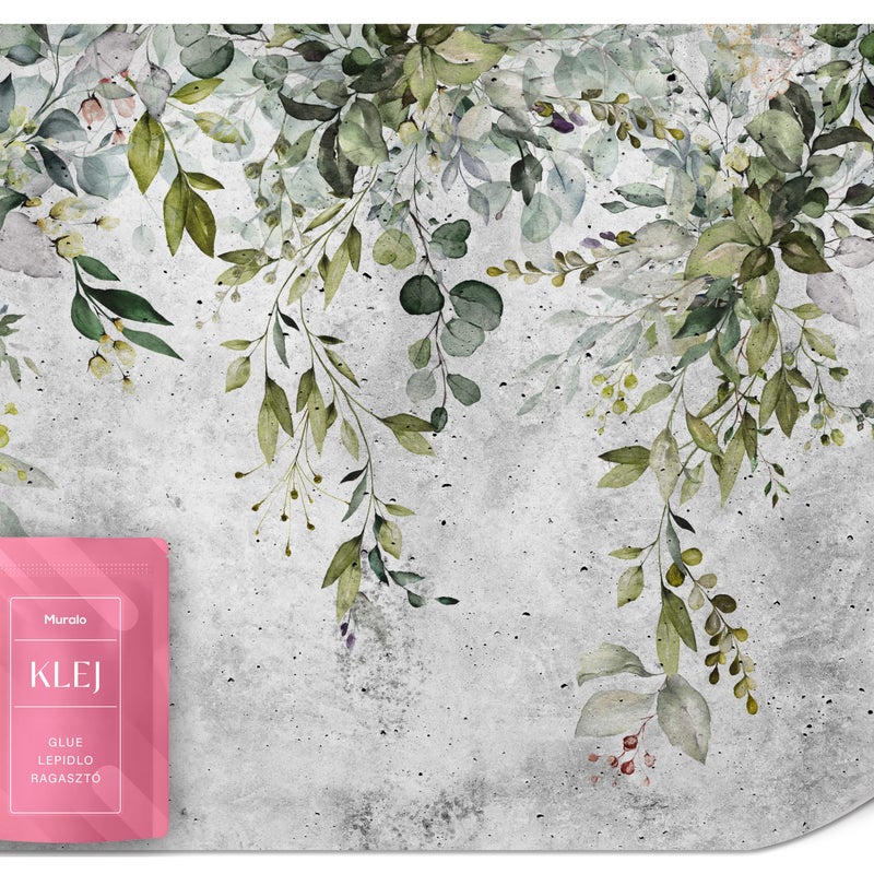 FOTOTAPETA LIŚCIE BETON DO SALONU SYPIALNI KUCHNI TAPETA NA ŚCIANĘ 300x210