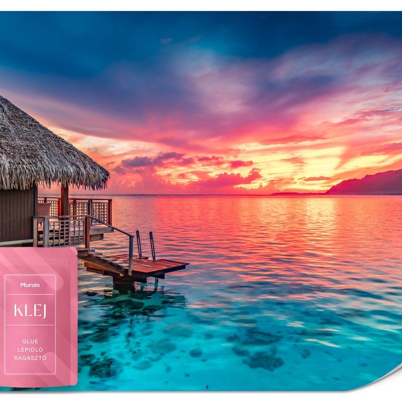 FOTOTAPETA DO SYPIALNI LAGUNA ZACHÓD SŁOŃCA OCEAN WYSPA PLAŻA 3D 100x70