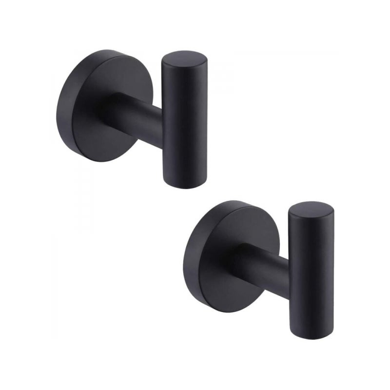 Wieszaki na ręczniki łazienkowe montowane na ścianie, matowa czarna stal nierdzewna SUS304, wieszak na ubrania, uchwyt na ręczniki, schowek, 2 sztuki