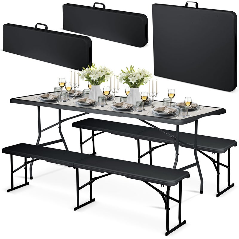 Zestaw cateringowy rozkładany stół + 2 ławki Plonos PL-403 ogrodowy bankietowy składany