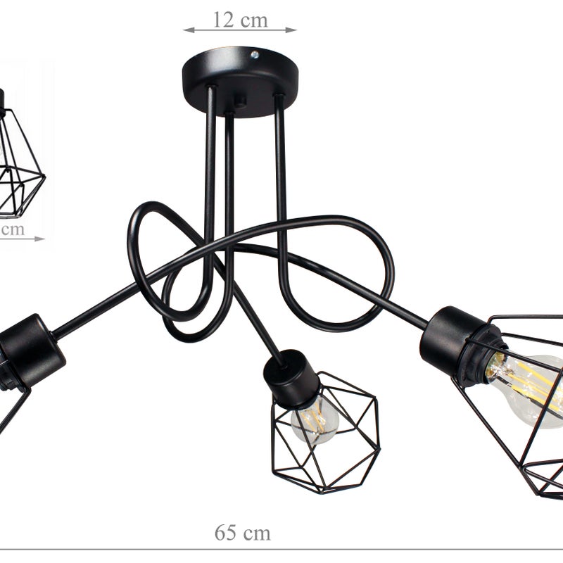 Lampa DECORI Edison Max 3 Diamond Czarny, 1 szt