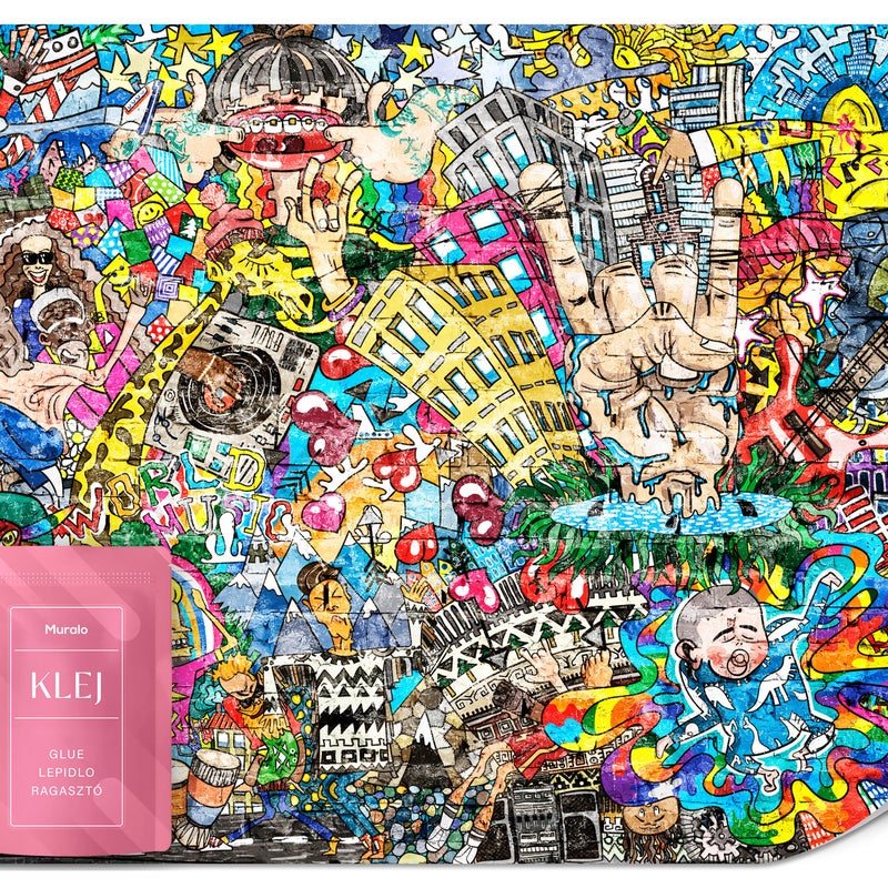 FOTOTAPETA MŁODZIEŻOWA KOLOROWE GRAFFITI ABSTRAKCJA MURAL TAPETA 350x256