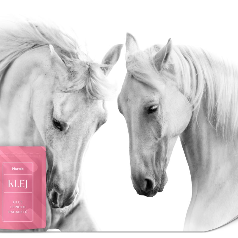 FOTOTAPETA DO JADALNI SALONU BIAŁE KONIE ZWIERZĘTA TAPETA NA ŚCIANĘ 400x280