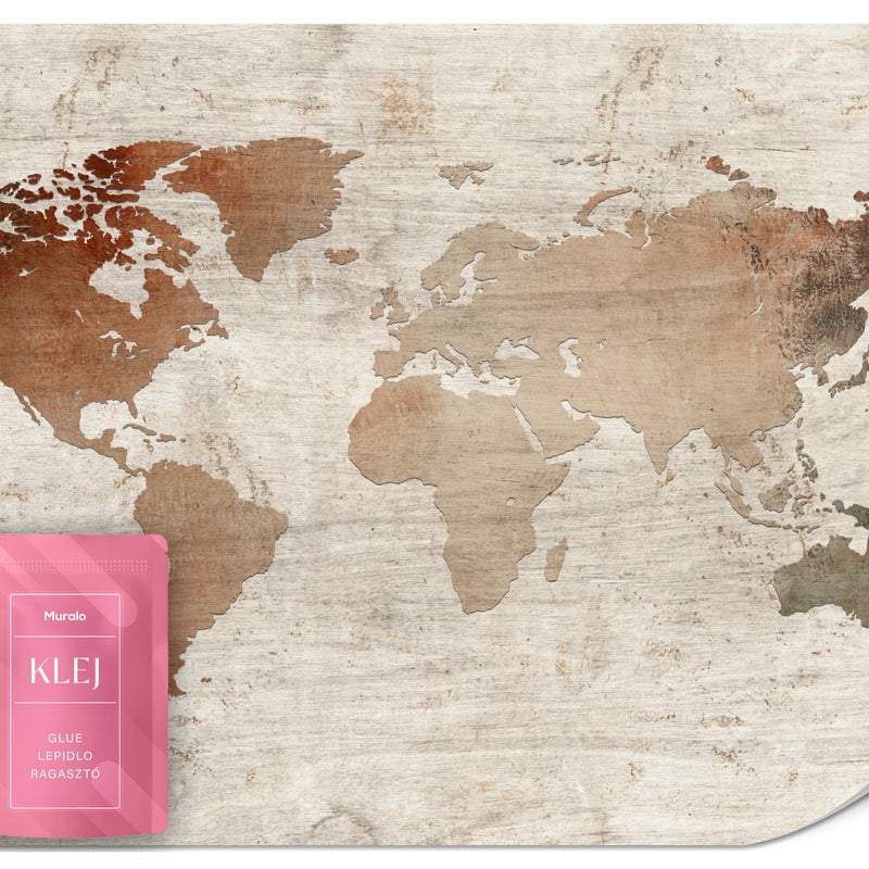 FOTOTAPETA DO SALONU BIURA MAPA ŚWIATA DESKI STYL RETRO ABSTRAKCJA 300x210