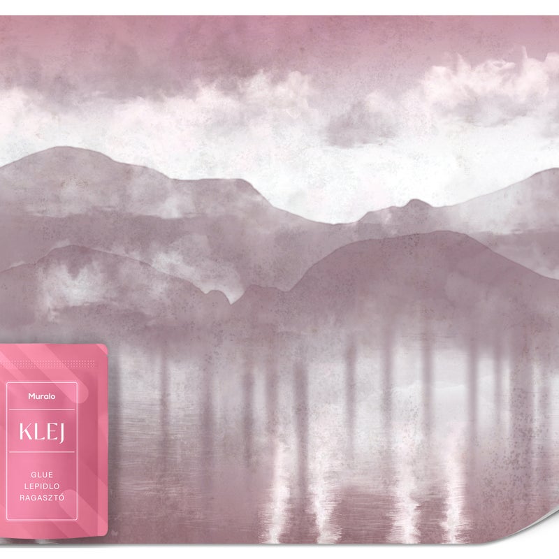 FOTOTAPETA DO SALONU FIOLETOWY PEJZAŻ GÓRY JEZIORO BETON ABSTRKACJA 150x105