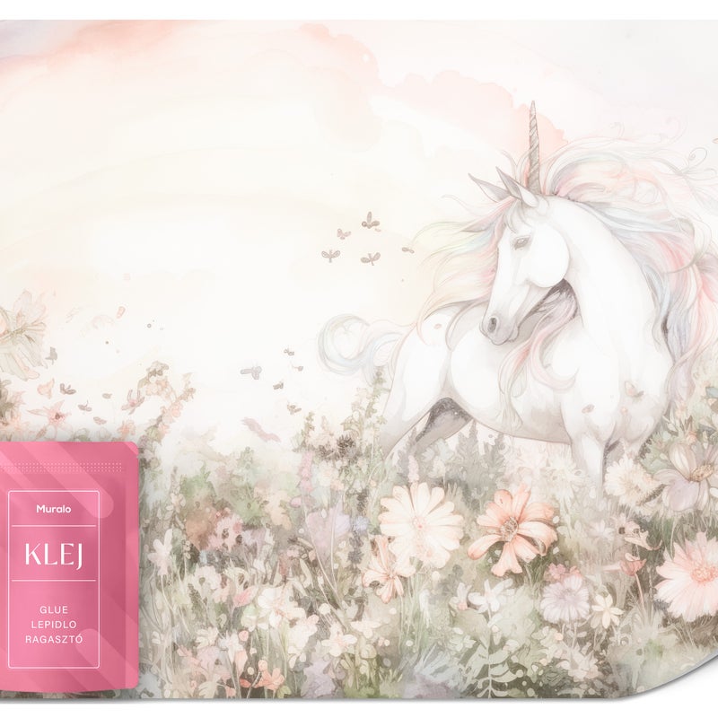 FOTOTAPETA DLA DZIECI KWIATY JEDNOROŻEC STYL BOHO DLA DZIEWCZYNKI 200x140