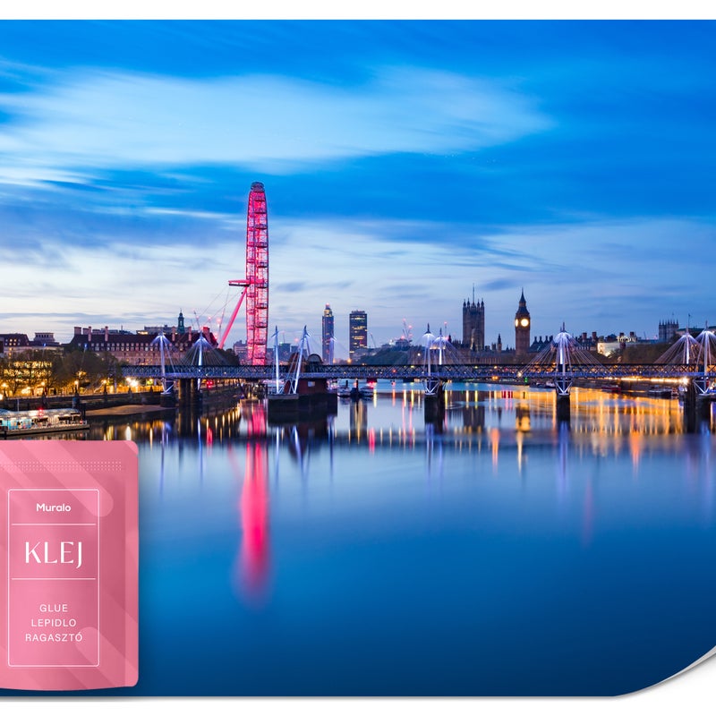 FOTOTAPETA DO BIURA PANORAMA LONDYNU NOCĄ BIG BEN LONDON EYE 3D 450x315