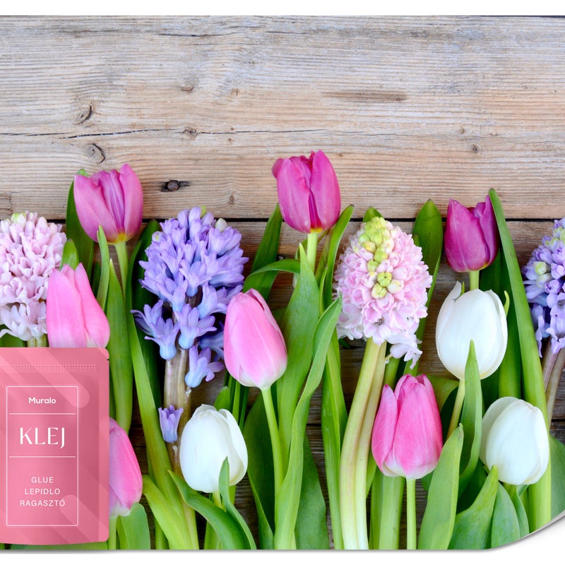 FOTOTAPETA DO SALONU BIURA KWIATY TULIPANY HIACYNTY NATURA ROŚLINY 150x105