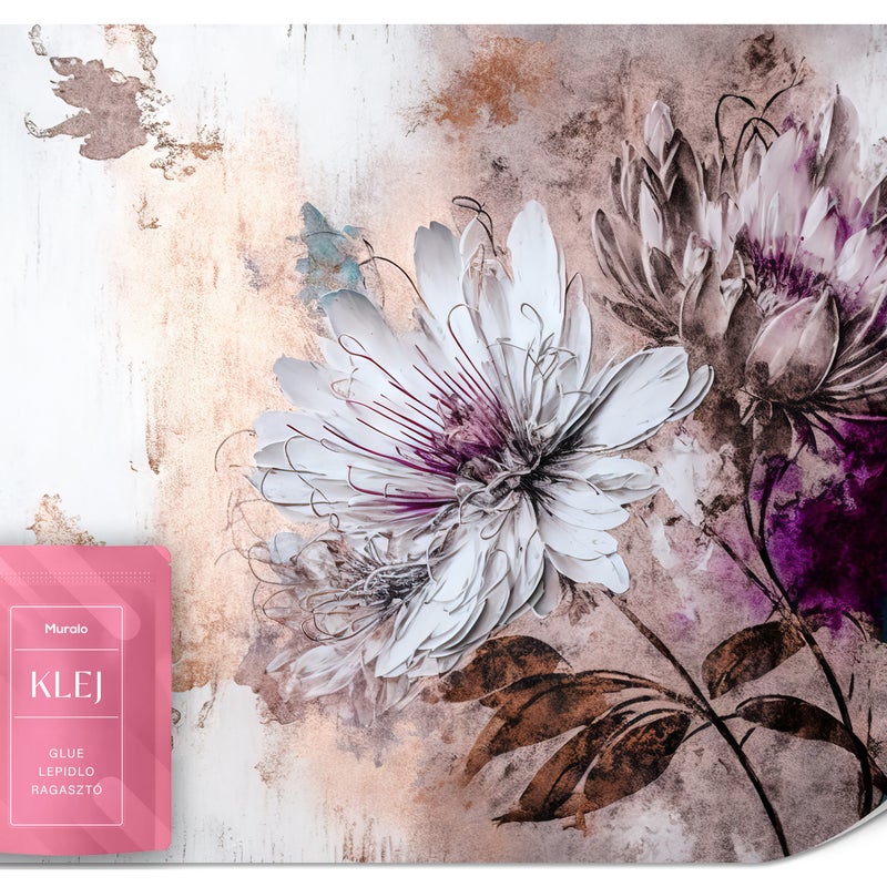 FOTOTAPETA DO SALONU ROŚLINY LIŚCIE KWIATY ABSTRAKCJA BETON MURAL 150x105