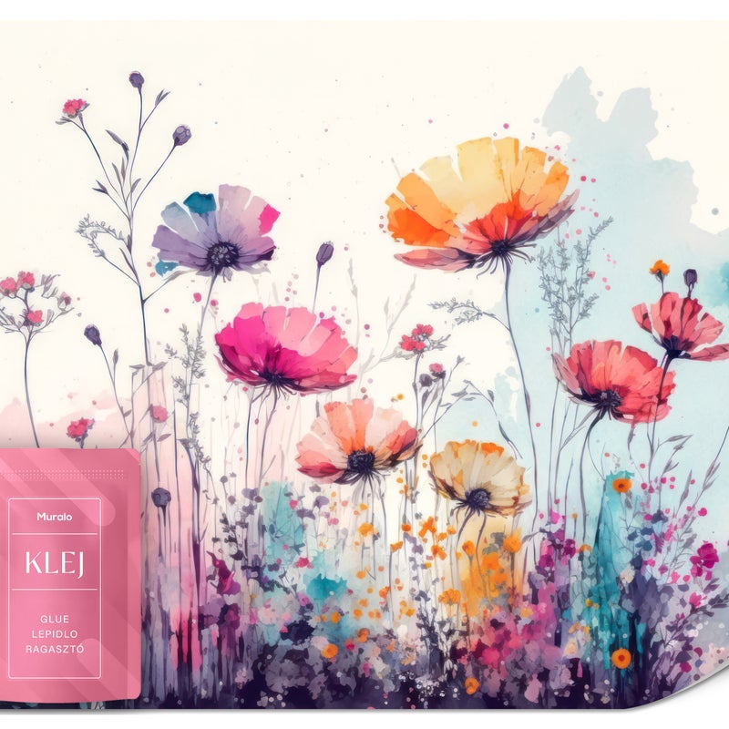 FOTOTAPETA DO SALONU POLNE KWIATY MARKI AKWARELA ABSTRAKCJA NATURA 150x105