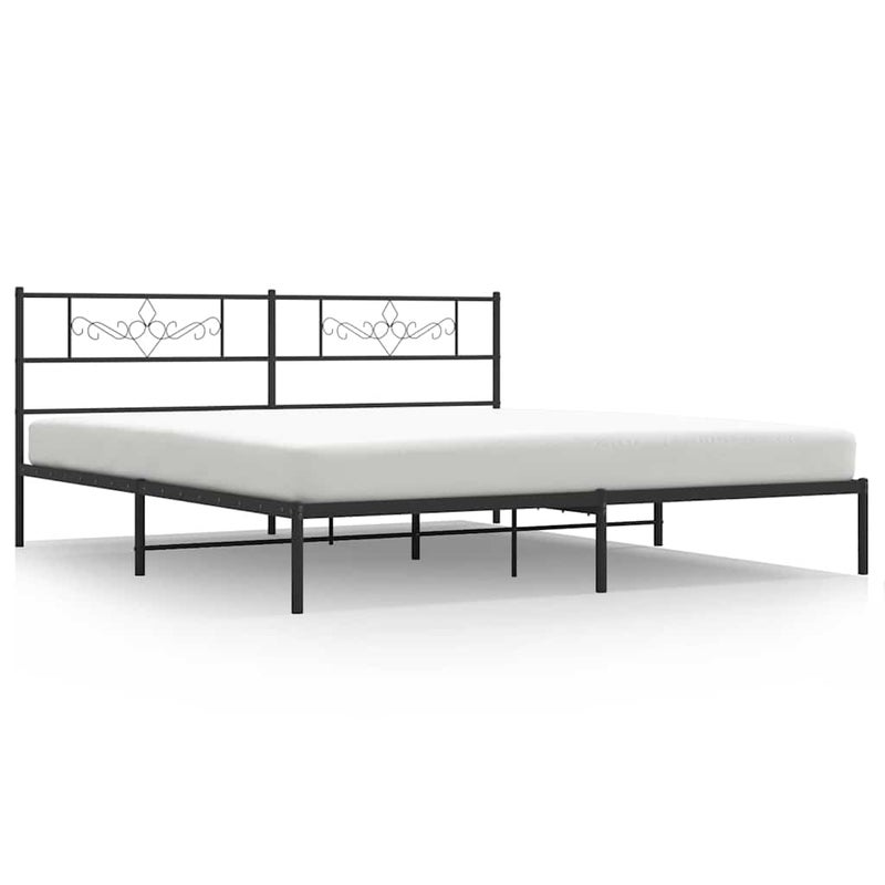 Łóżko Metalowe Czarne Rama Łóżka Ze Stelażem Do Sypialni Pokoju 183x213 cm