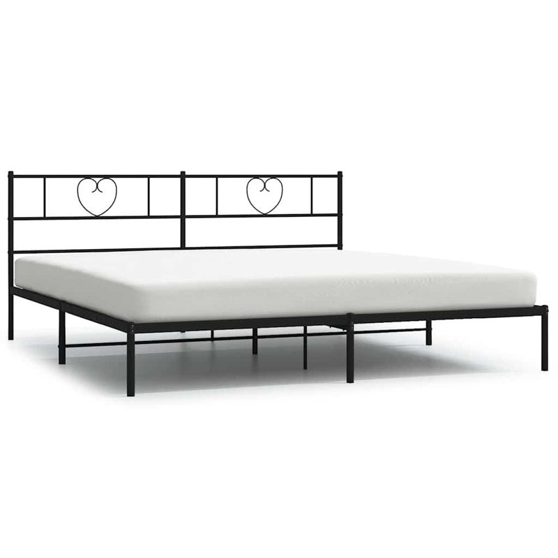 Łóżko Metalowe Czarne Rama Łóżka Ze Stelażem Do Sypialni Pokoju 183x213 cm