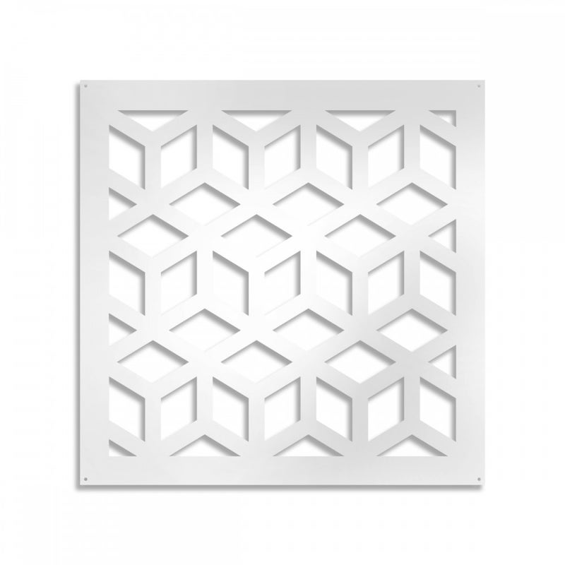 CUBE - Panel perforowany z PVC - Biały parasol przeciwsłoneczny 73x73 cm Grubość 1 cm