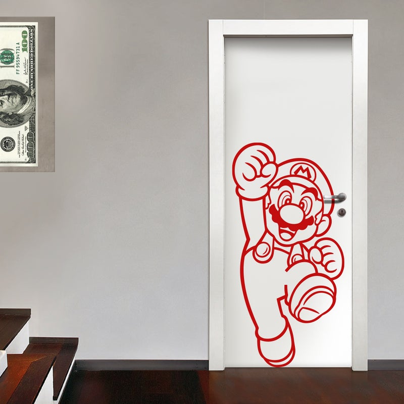 SUPERMARIO - Naklejka ścienna winylowa 55x110 cm - kolor czerwony