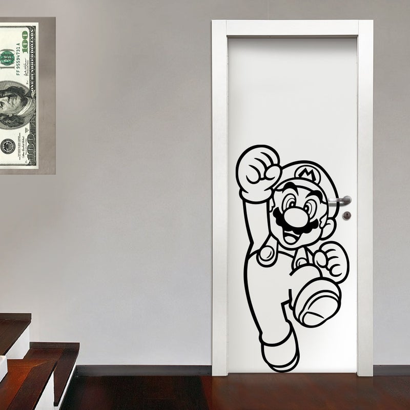 SUPERMARIO - Naklejka ścienna winylowa 55x110 cm - kolor CZARNY