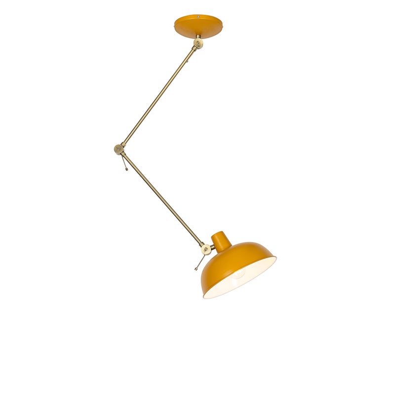 Lampa sufitowa w stylu retro żółta z brązem - Milou