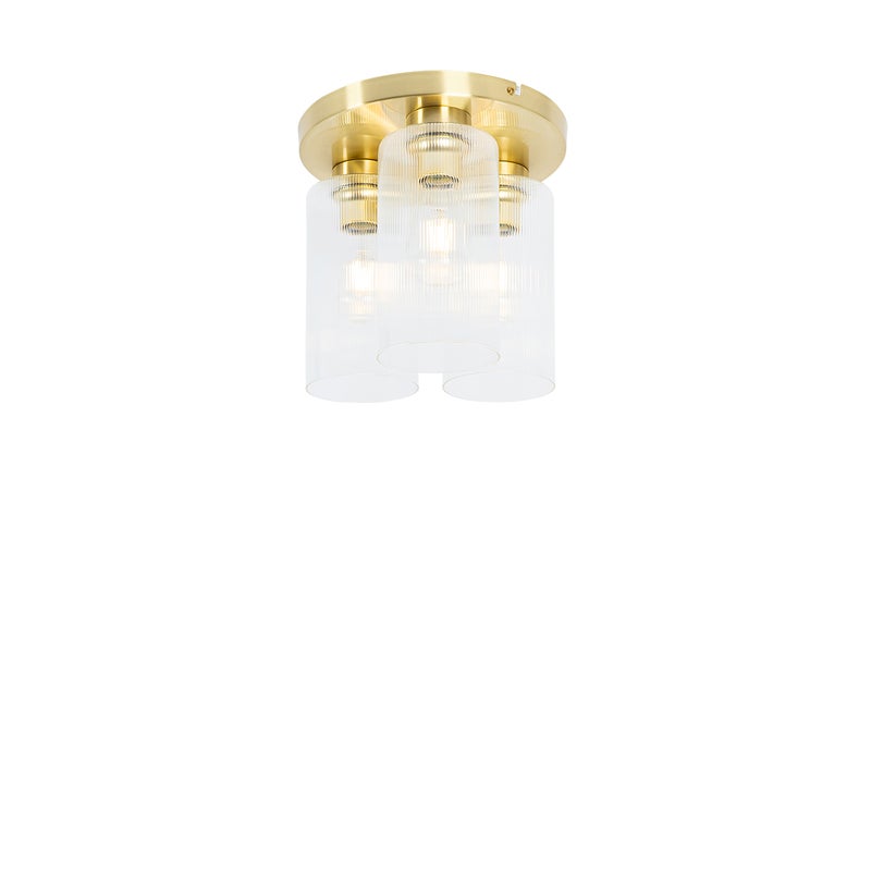 Lampa sufitowa Art Deco złota ze szkłem 3-punktowa - Laura