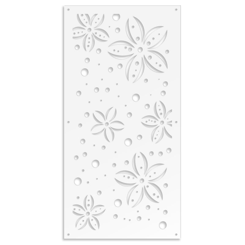 KWIATY - Panel perforowany PCV - Parasol przeciwsłoneczny o wymiarach 50x150 cm - kolor biały