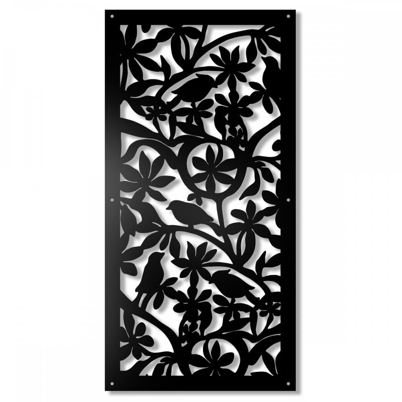 KWIATY-PTAKI - Panel perforowany PCV - DASZEK PRZECIWSŁONECZNY rozmiar 50x150 cm - Kolor czarny