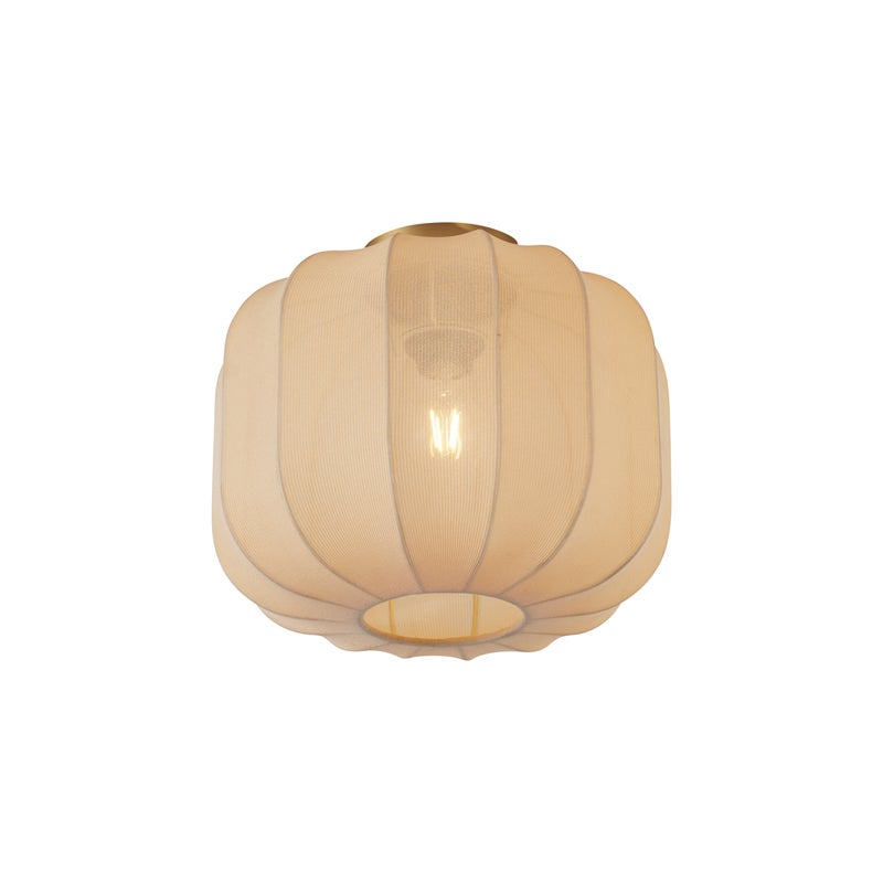 Lampa sufitowa Japandi złota z beżowym kloszem - Pluni