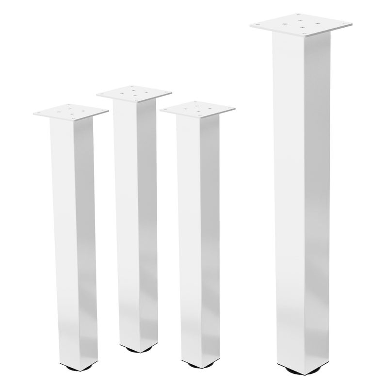 ML-Design zestaw 4 nóg stołowych I-Design 72 cm stal pokryta proszkowo bialy regulowane profil 8x8 cm do stolików biurek i blatów roboczych