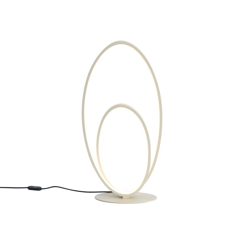 Designerska lampa stołowa beżowa z wbudowaną diodą LED z 3-stopniową regulacją jasności - Boomerang