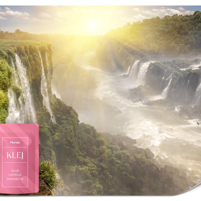 FOTOTAPETA DO SALONU SYPIALNI WODOSPAD ZACHÓD SŁOŃCA LAS PEJZAŻ 3D 250x175