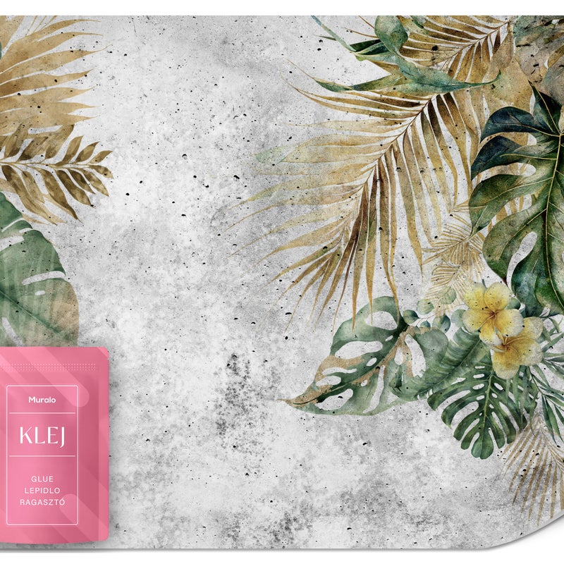 FOTOTAPETA NA ŚCIANĘ DO SALONU LIŚCIE MONSTERA KWIATY TAPETA BETON 250x175