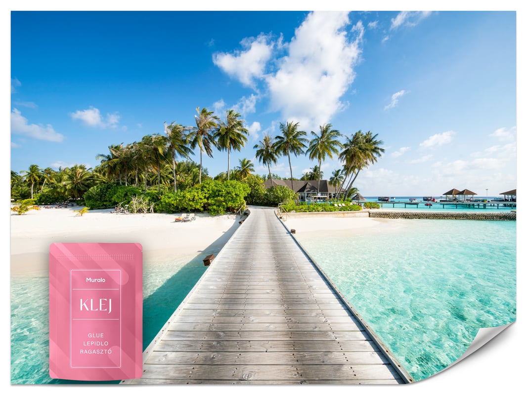 FOTOTAPETA ŚCIENNA DO SYPIALNI POMOST TROPIKALNA WYSPA OCEAN PLAŻA 100x70