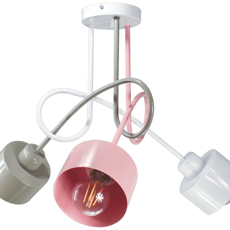 Lampa DECORI Edison Max 3 Loft Biały Szary Róż, 1 szt