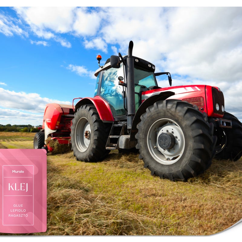 FOTOTAPETA DLA CHŁOPCA CZERWONY TRAKTOR POLE TAPETA MŁODZIEŻOWA 3D 200x140