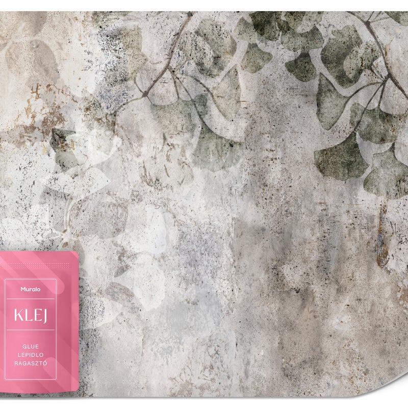 FOTOTAPETA DO SALONU BIURA BETON MURAL LIŚCIE MIŁORZĄB ABSTRAKCJA 150x105