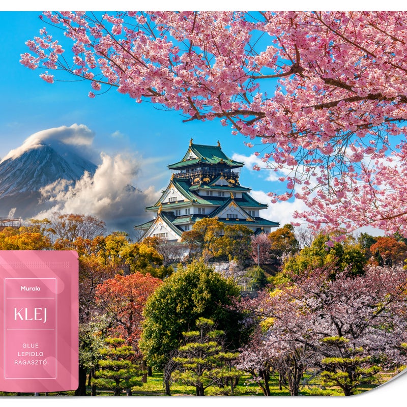 FOTOTAPETA ŚCIENNA JAPONIA PEJZAŻ GÓRA FUDŻI DRZEWA KWITNĄCEJ WIŚNI 100x70