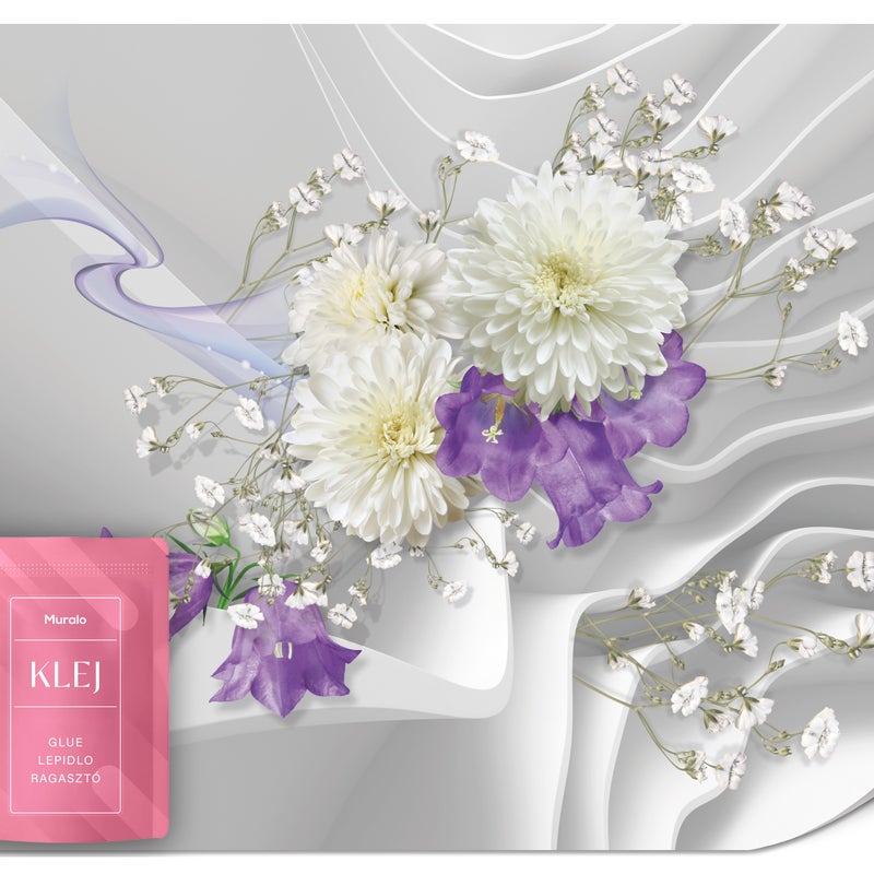 FOTOTAPETA DO SALONU SYPIALNI KWIATY BUKIET FALE ABSTRAKCJA WZÓR 3D 200x140