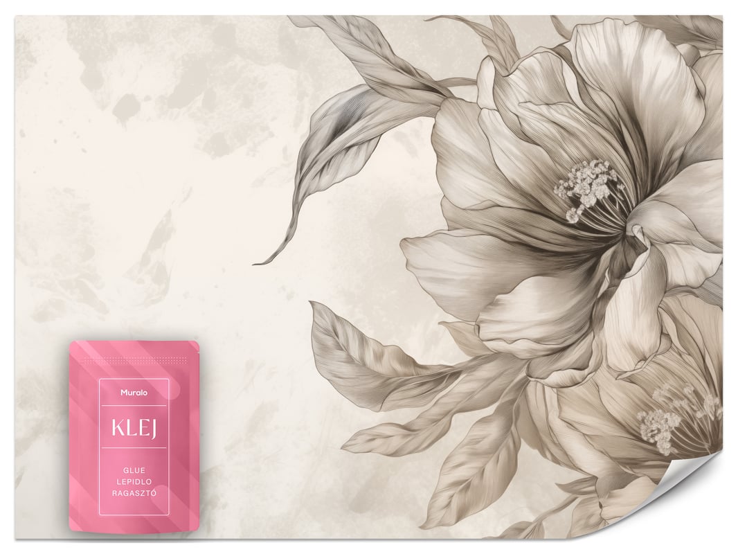 FOTOTAPETA BEŻOWE KWIATY STYL BOHO NATURA TAPETA ŚCIENNA DO SALONU 350x256