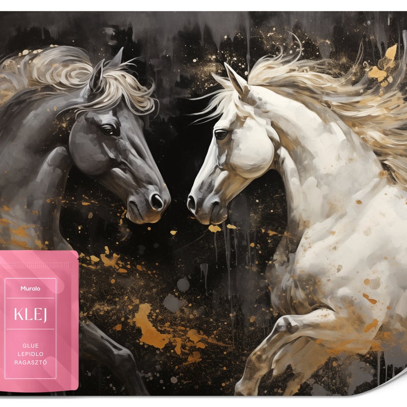 FOTOTAPETA DO SYPIALNI SALONU DZIKIE KONIE STYL GLAMOUR ABSTRAKCJA 100x70