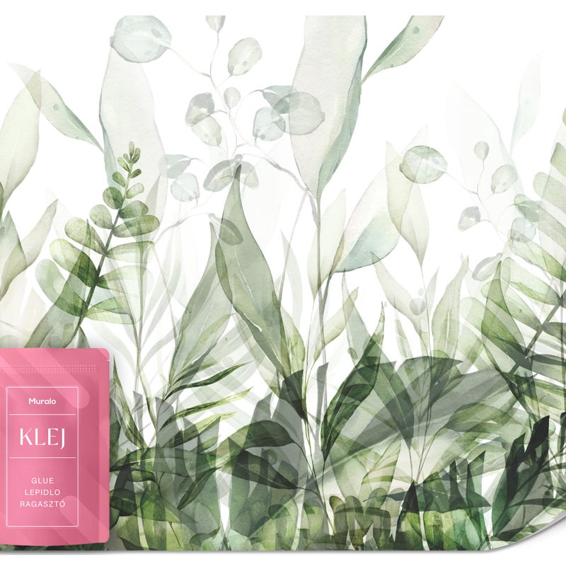 FOTOTAPETA DO SALONU AKWARELOWE LIŚCIE TROPIKALNE ABSTRAKCJA NATURA 450x315