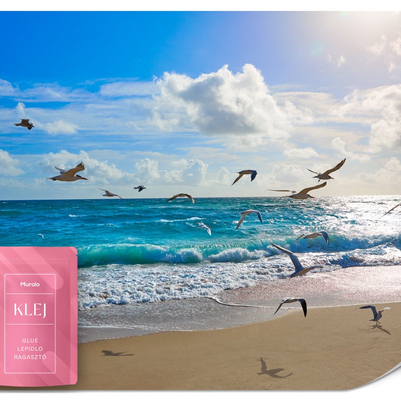 FOTOTAPETA DO SYPIALNI SALONU PLAŻA MORZE OCEAN MEWY KRAJOBRAZ 3D 150x105