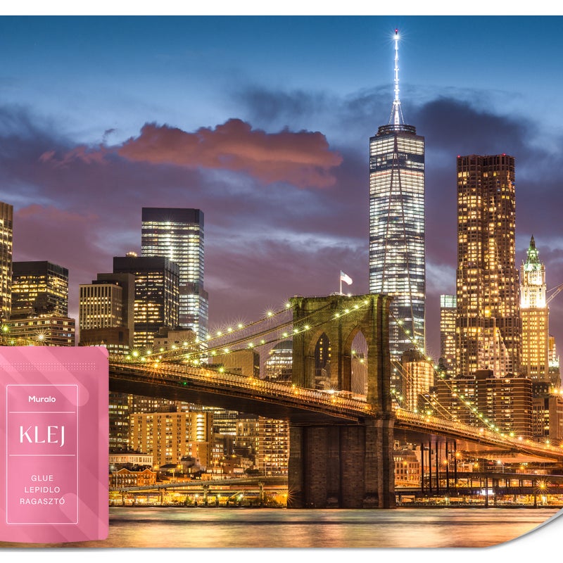 FOTOTAPETA DO BIURA NOCNA PARNORAMA NOWY JORK BROOKLYN BRIDGE 3D 200x140