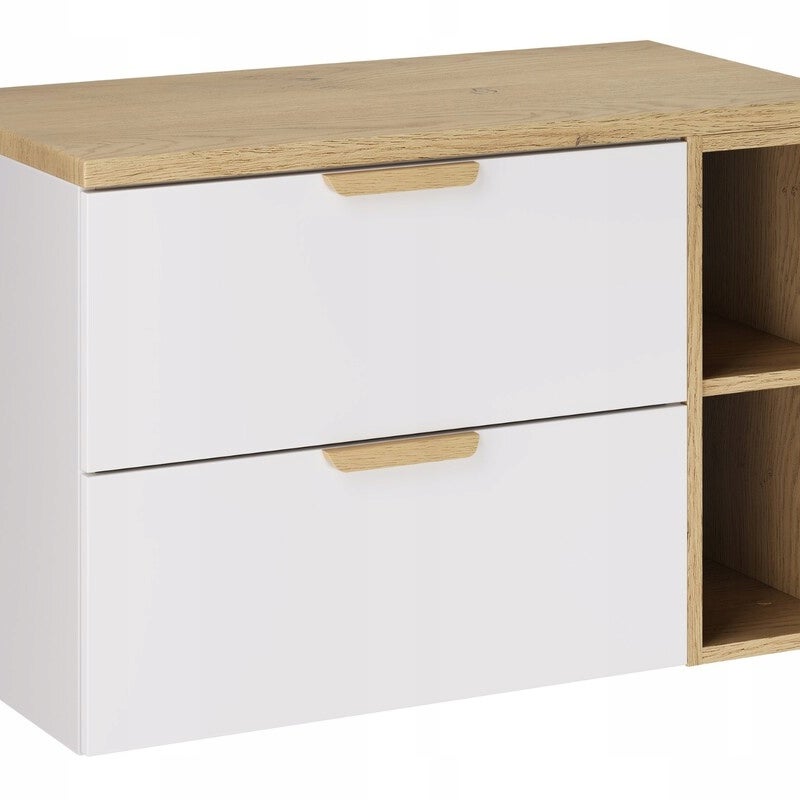 Szafka łazienkowa ASTER WHITE 80 cm biały mat z blatem i regałem