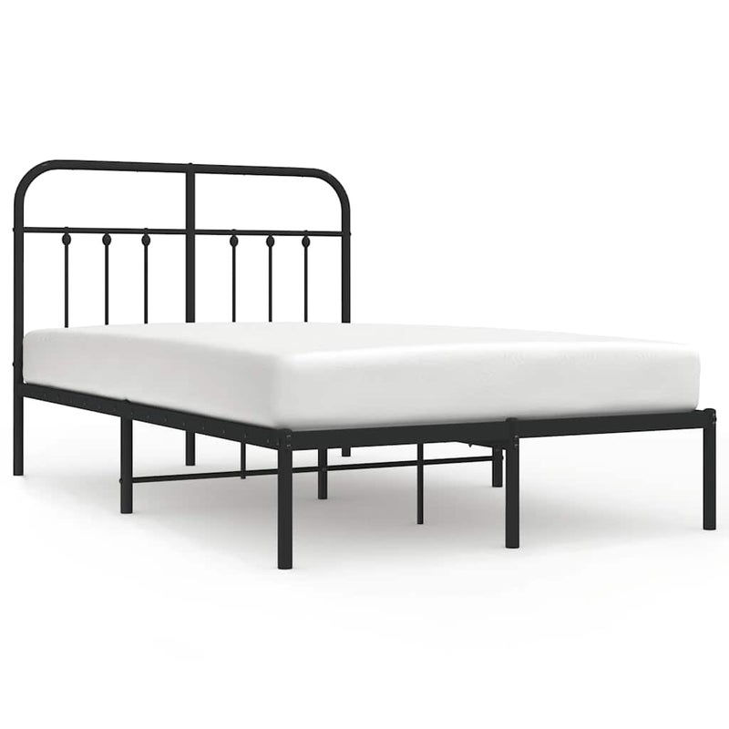Łóżko Metalowe Czarne Rama Łóżka Ze Stelażem Do Sypialni Pokoju 120x200 cm