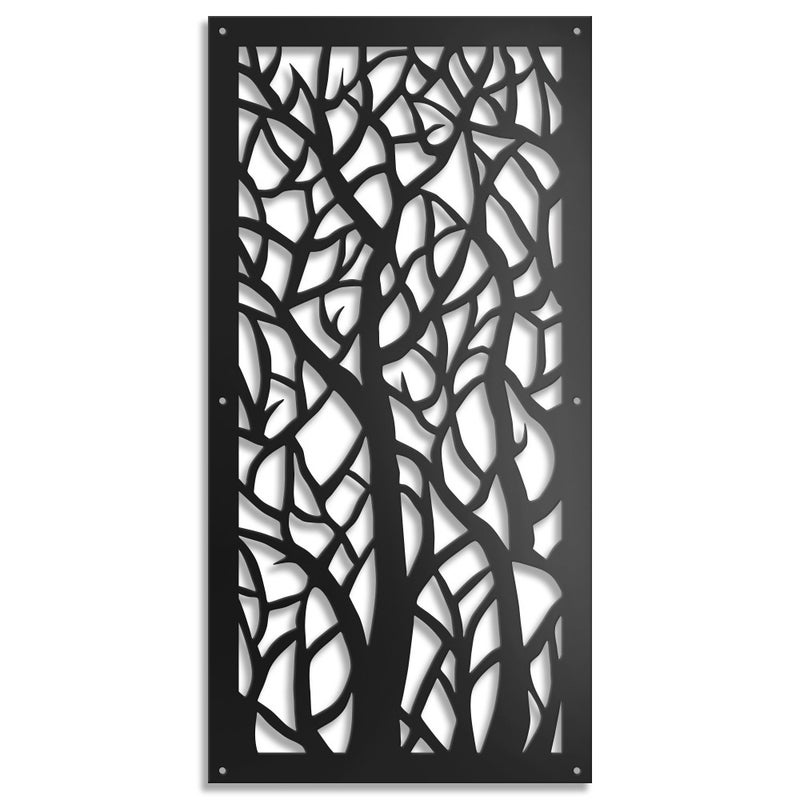 FOREST - Panel perforowany - Parasol przeciwsłoneczny w kolorze czarnym, wymiary 47x94 cm - grubość 10 mm