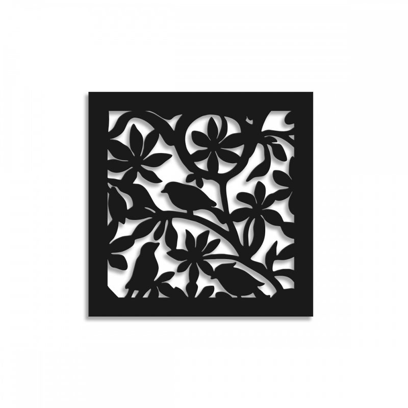 KWIATY-PTAKI - Panel perforowany z PCV - 48x48 czarny PARASOL