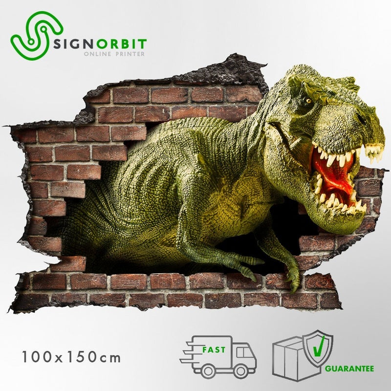 T-REX DINOZAUR - Naklejka ścienna 3D - Naklejka ścienna do pokoju dziecięcego o wymiarach 145x100 cm.