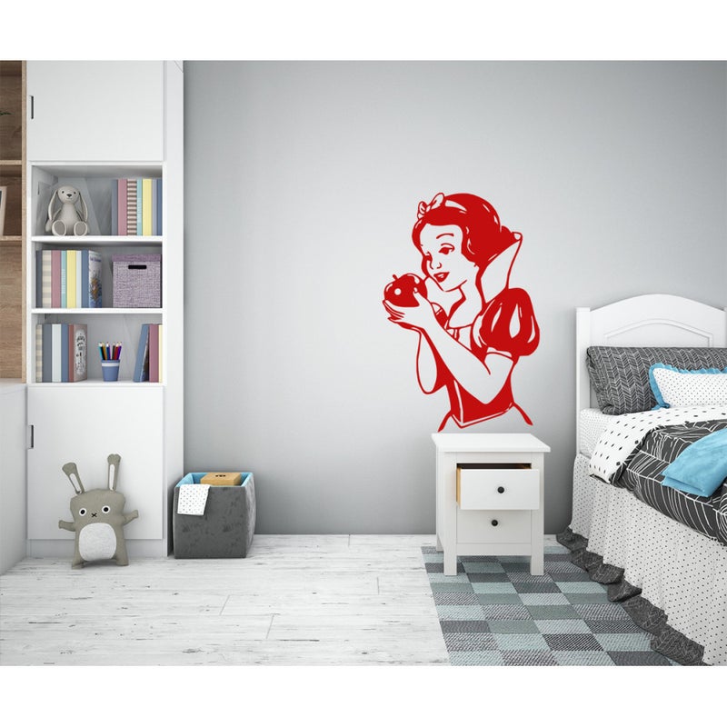 KRÓLEWNA ŚNIEŻKA - Naklejka ścienna winylowa 55x85 cm - kolor czerwony