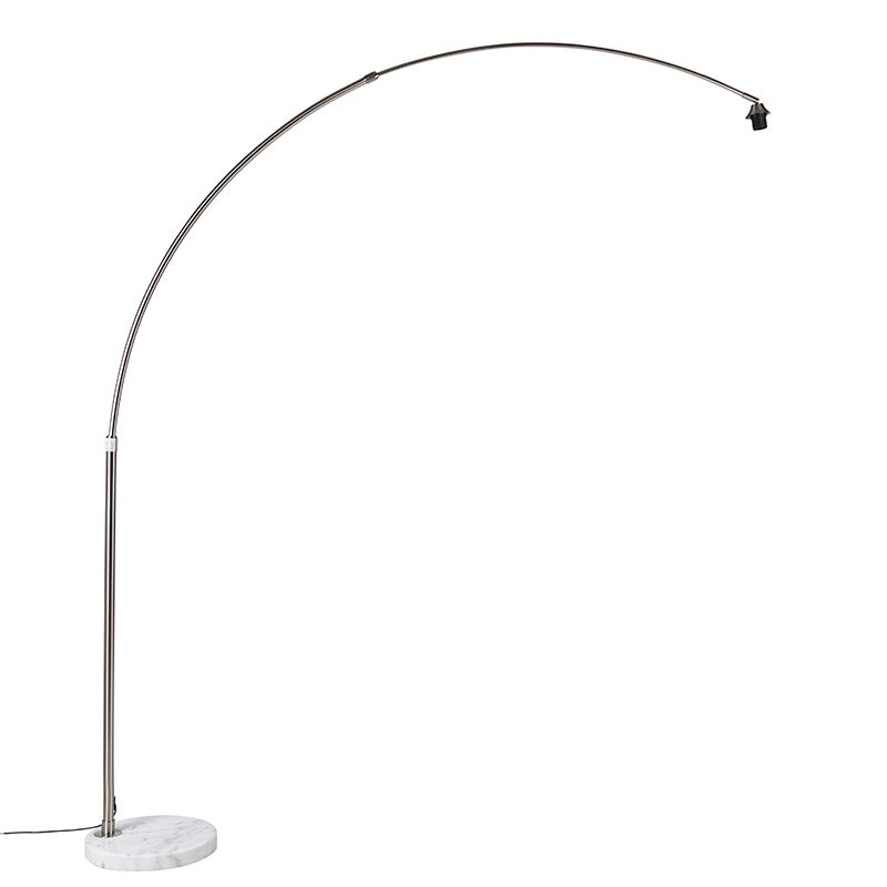 Lampa łukowa ze stali z podstawą z białego marmuru, regulowana - XXL