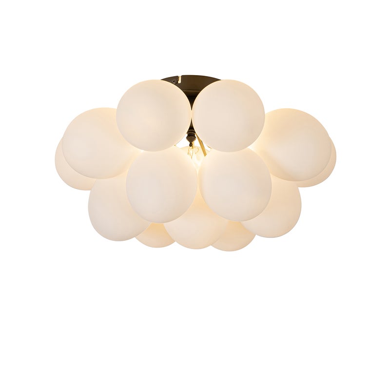 Plafon art deco czarny z opalowym szkłem 4-źródła światła - Uvas
