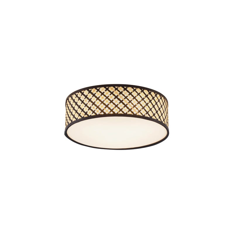 Orientalna lampa sufitowa z rattanu z czarnym wykończeniem 40cm - Tremmo